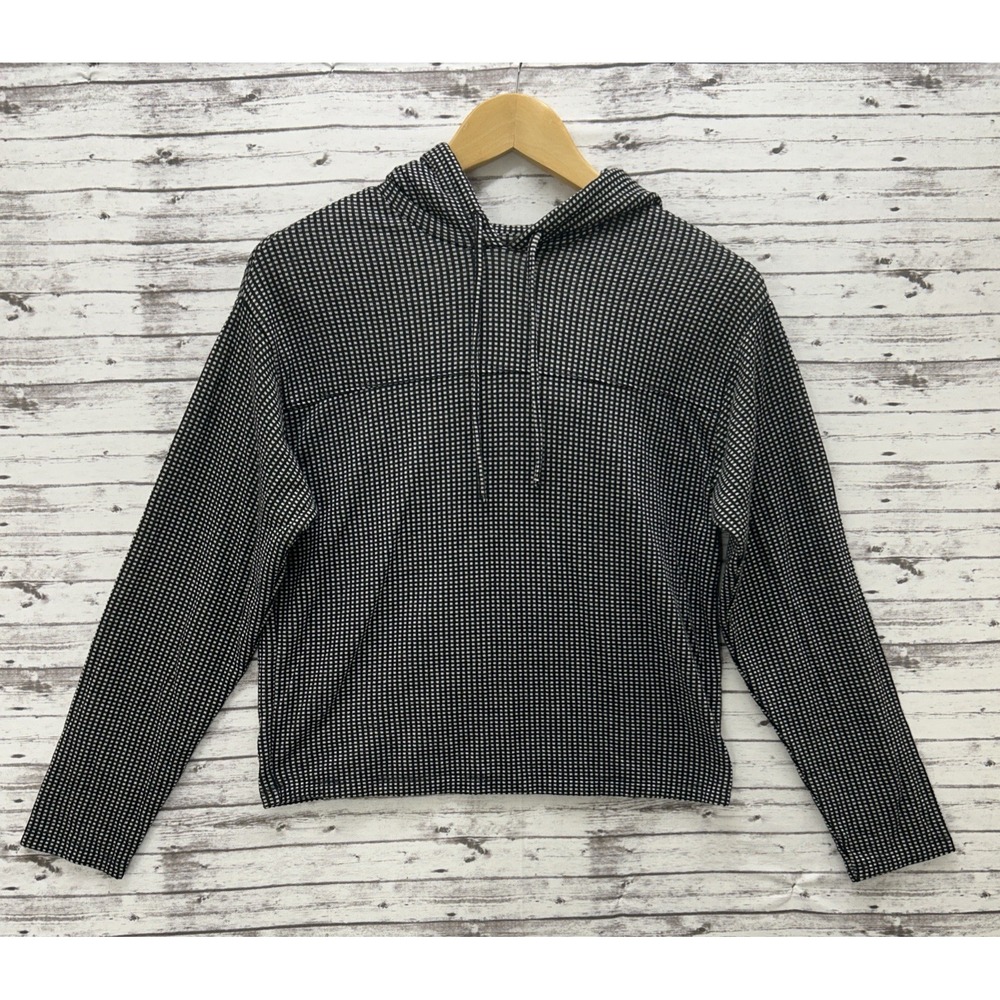 Marine Layer Women's Size XS Black White Checked Cropped Hoodie